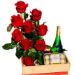 Red Rose Arrangement & Red Wine Luxurious Hamper
