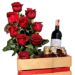 Red Roses Arrangement & Red Wine Hamper