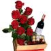 Red Roses Arrangement & Red Wine Hamper