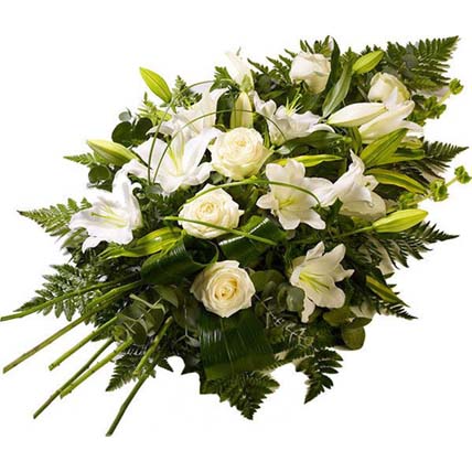 Funeral Bunch of Light Coloured Lilies & Roses