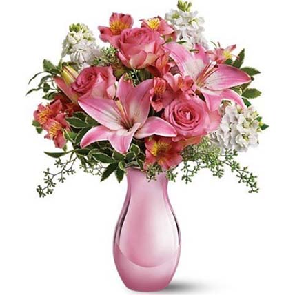 Vase Arrangement of Mixed Colourful Flowers