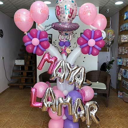 Twin Baby Girls Balloon Decor