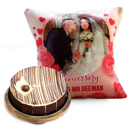 Anniversary Cushion With Marble Cake