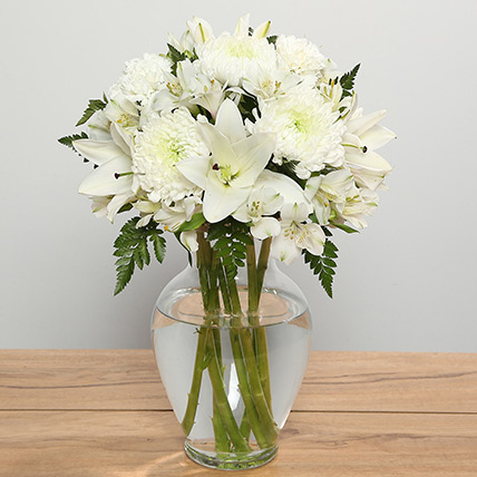 Mix White Flowers In Vase