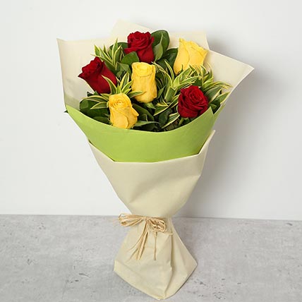 Red and Yellow Roses Bouquet KT