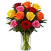 Dozen Mix Roses in a Glass KT