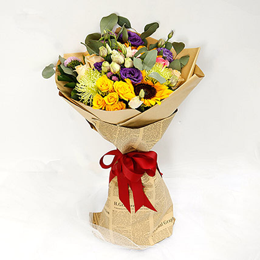 Online Colourful Mixed Flower Bouquet Gift Delivery in Singapore