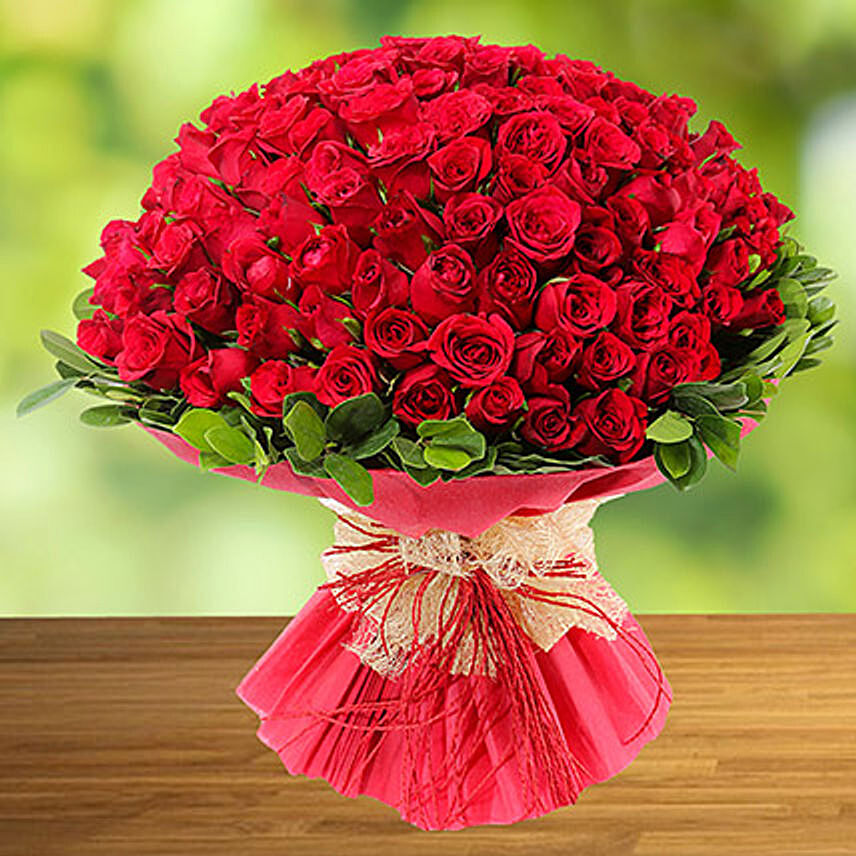 Online 100 Red Roses Bouquet Gift Delivery In Singapore - FNP