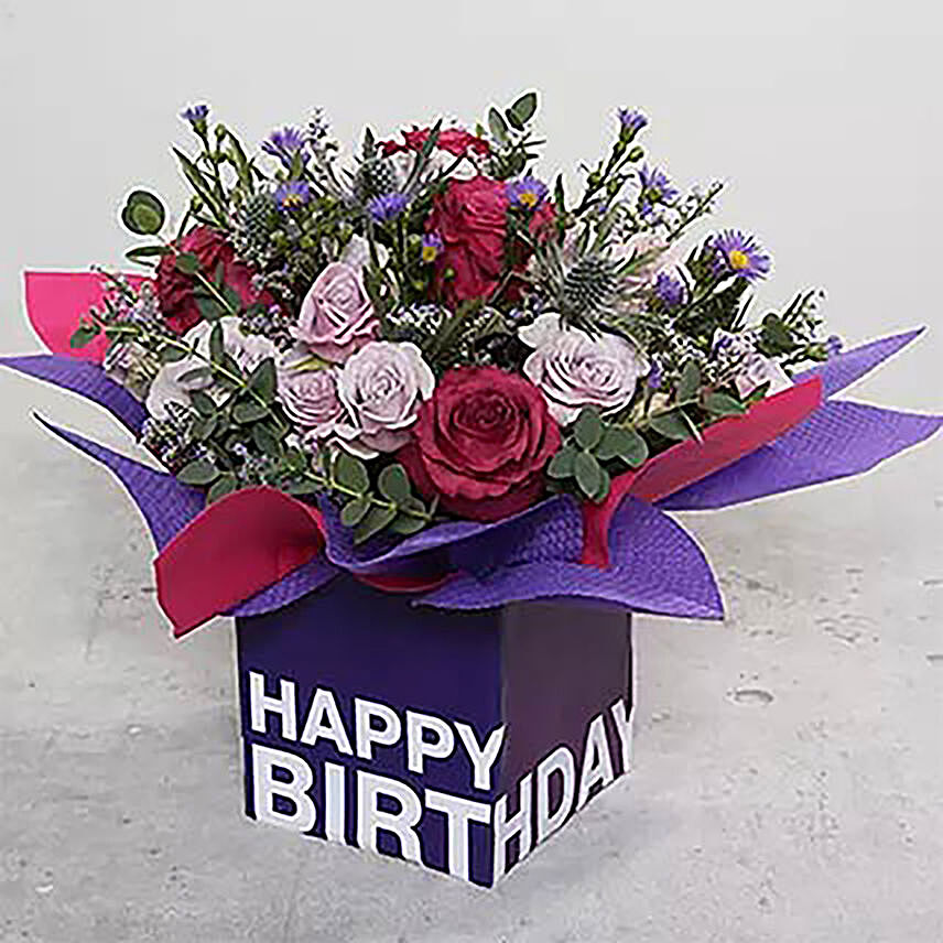 Online Birthday Flower Arrangement with Balloon Gift Delivery in