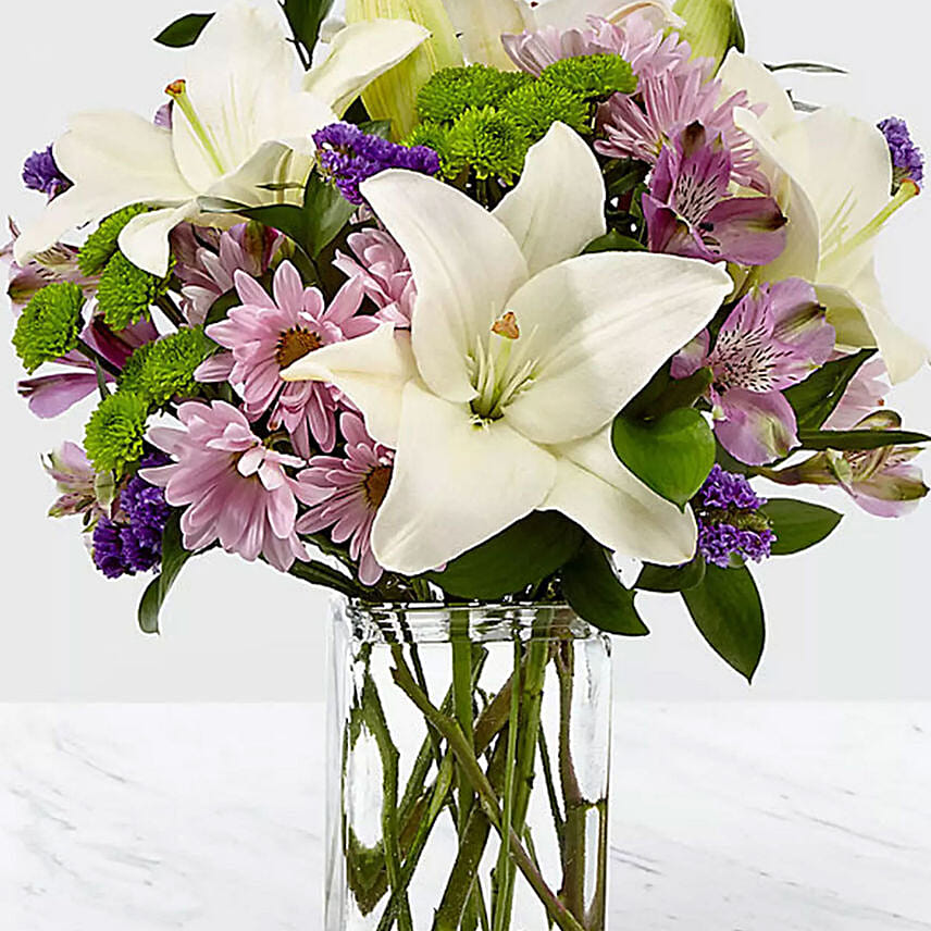 Online Bright Flowers Vase Arrangement Gift Delivery in Singapore - FNP