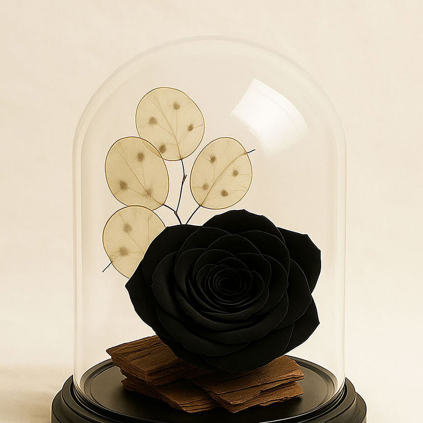 Online Forever Rose In Glass Dome Black Gift Delivery in Singapore