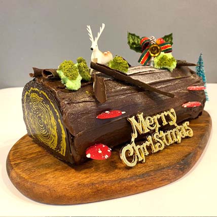 Festive Christmas Tree Chocolate Log Cake