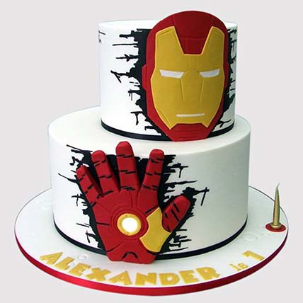 2 Layer Iron Man Butterscotch Cake