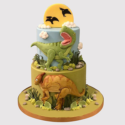 2 Tier Dinosaur Theme Black Forest Cake