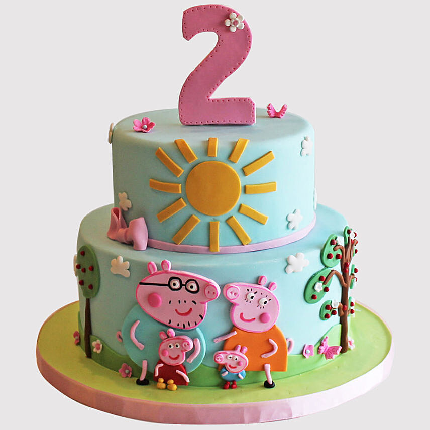 Online 2 Tier Peppa Pig Themed Vanilla Cake Gift Delivery in Singapore ...