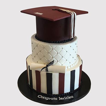 3 Layered Graduation Vanilla Cake