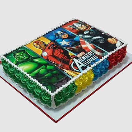Avengers Superheroes Black Forest Photo Cake