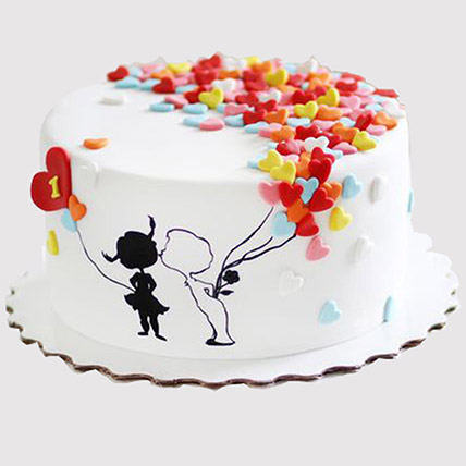 Colourful Engagement Vanilla Cake
