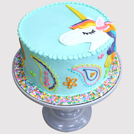 Colourful Unicorn Butterscotch Cake