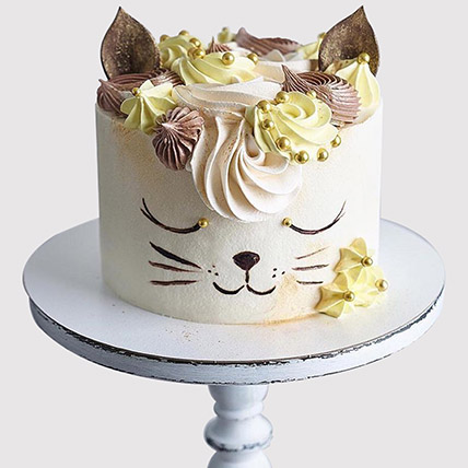 Cute Cat Fondant Black Forest Cake