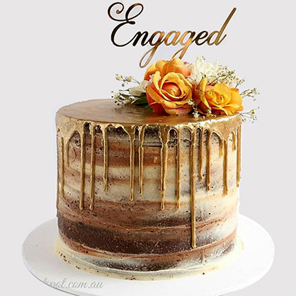 Floral Engagement Butterscotch Cake