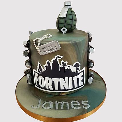 Fortnite Fondant Grenade Butterscotch Cake