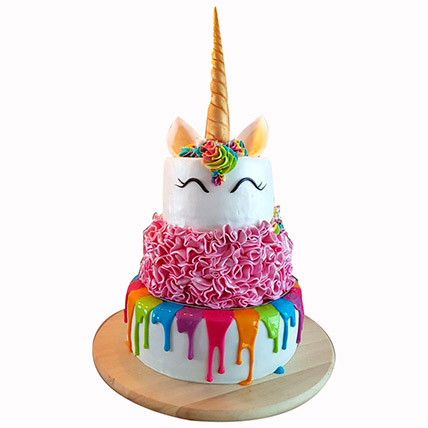 Happy Unicorn 3 Layered Truffle Cake