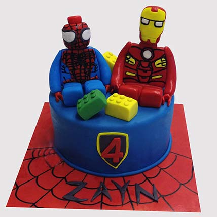 Iron Man and Spiderman Truffle Cake