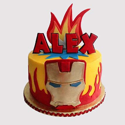 Iron Man Fire Vanilla Cake