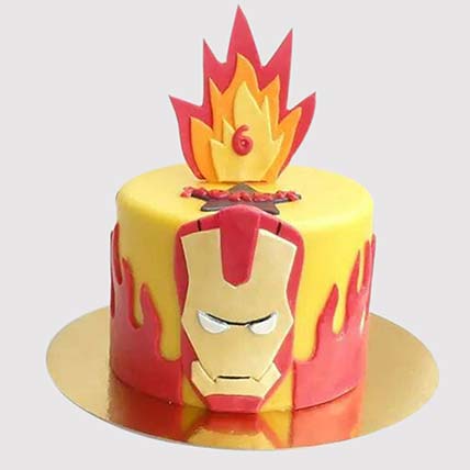Iron Man Fondant Fire Butterscotch Cake