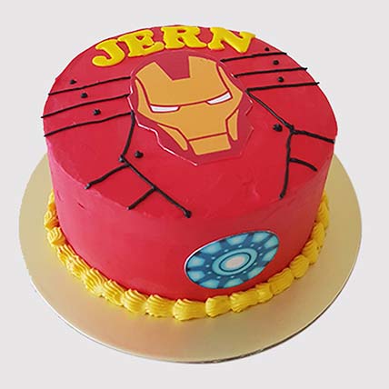 Iron Man Fondant Round Black Forest Cake