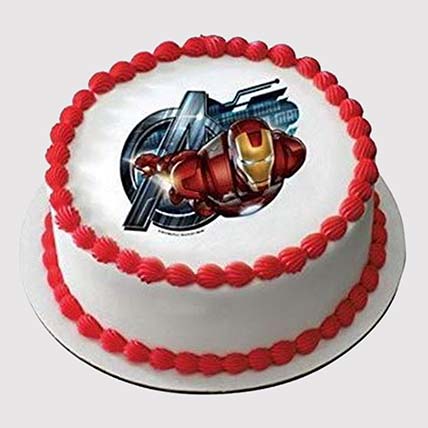 Iron Man Round Vanilla Photo Cake