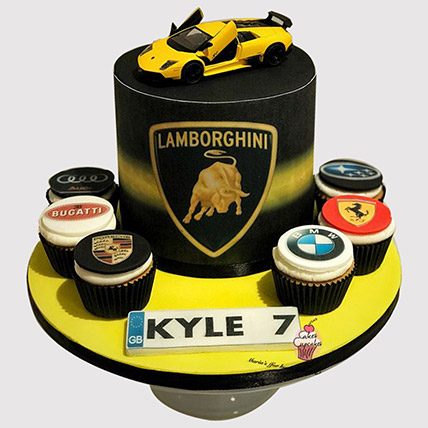 Lamborghini Vanilla Cake and Cupcakes