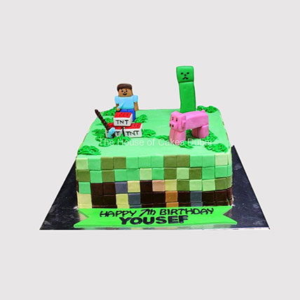 Minecraft Character Steve Butterscotch Cake
