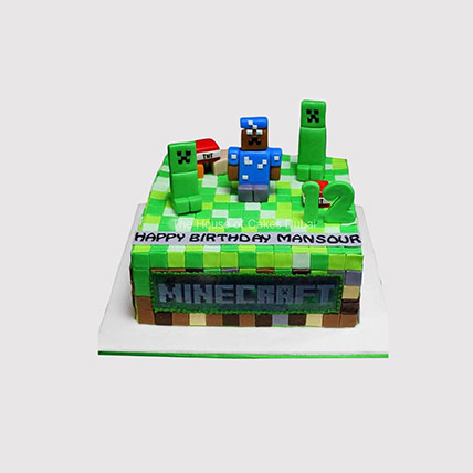 Minecraft Themed Fondant Vanilla Cake
