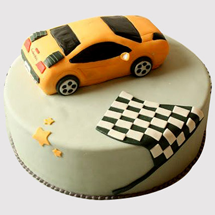 Orange Race Car Vanilla Cake