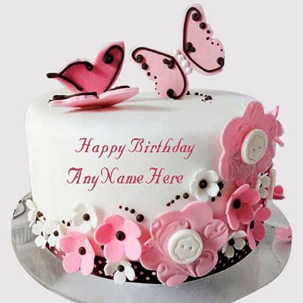 Pink Butterfly Black Forest Cake