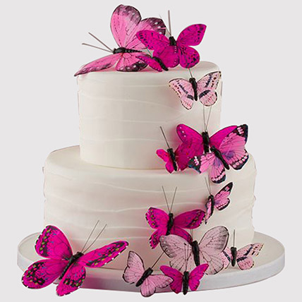 Pretty Pink Butterfly Vanilla Cake