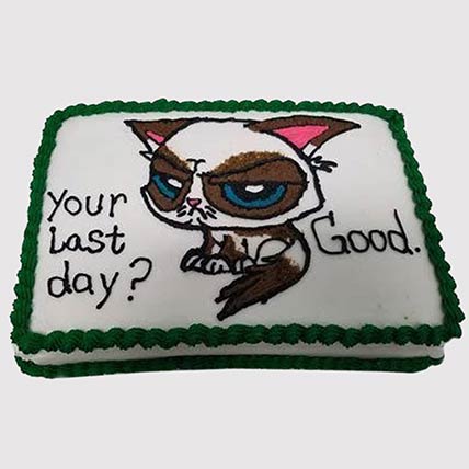 Sad Cat Farewell Black Forest Cake