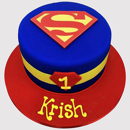 Superman Logo Fondant Black Forest Cake