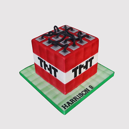TNT Minecraft Butterscotch Cake