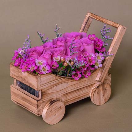 Purple Roses Arrangement In Cart