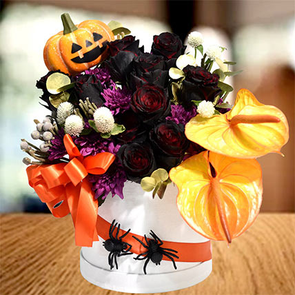 Halloween Theme Mixed Flowers Arrangement