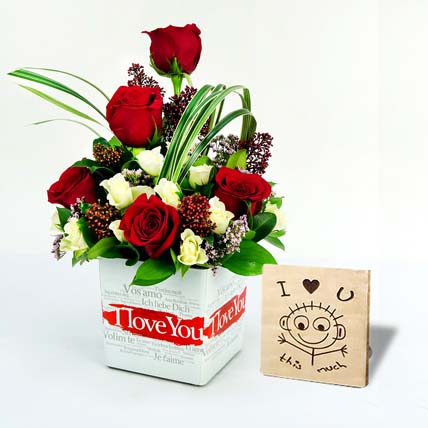 I Love You Flower In A Vase With I Love You Table Top