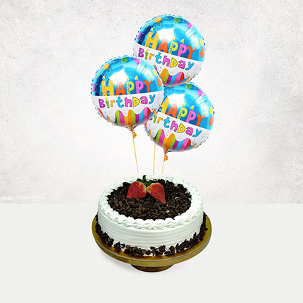 Black Forest Cake With Birthday Balloons