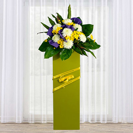 Reverence Condolence Mixed Flowers Green Stand