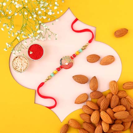 Sneh Colourful Pearls Rakhi & Almonds