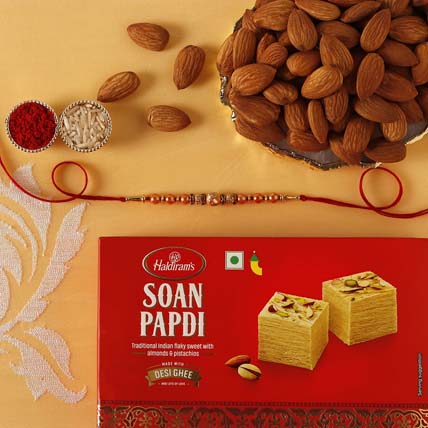 Sneh Minimalist Rakhi With Soan Papdi & Almonds