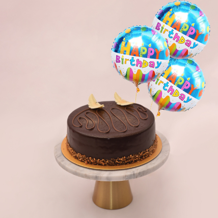 Chocolate Cake With Birthday Balloons