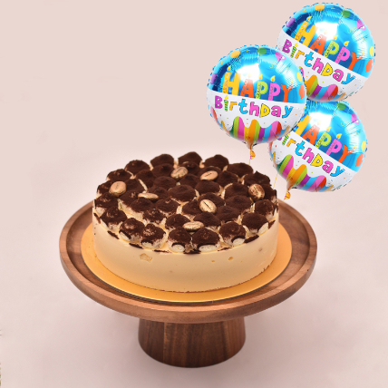 Irresistible Tiramisu Cake With Birthday Balloons
